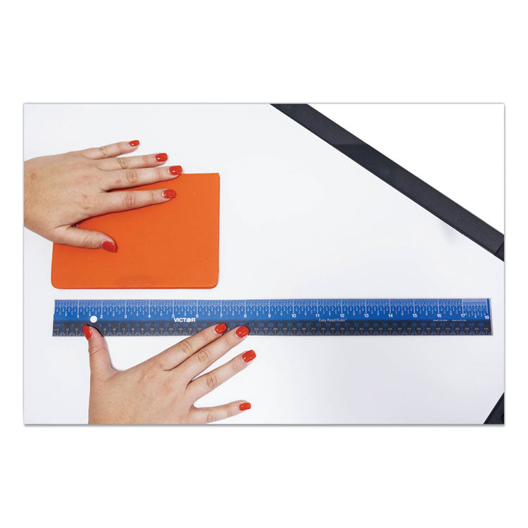 Victor® Easy Read Stainless Steel Ruler, Standard/Metric, 18".25 Long, Blue (VCTEZ18SBL) Each