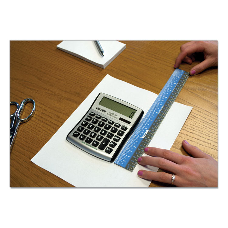 Victor® Easy Read Stainless Steel Ruler, Standard/Metric, 12".5 Long, Blue (VCTEZ12SBL)