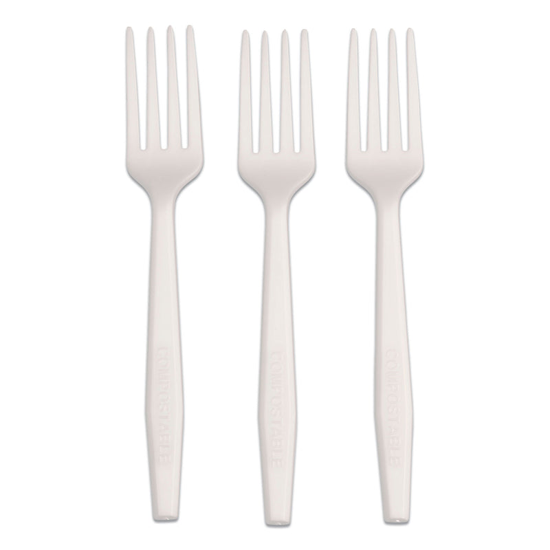 AmerCareRoyal® CPLA Cutlery, Heavyweight Fork, Plastic, White, 1,000/Carton (RPPL1801W) Case of 1000