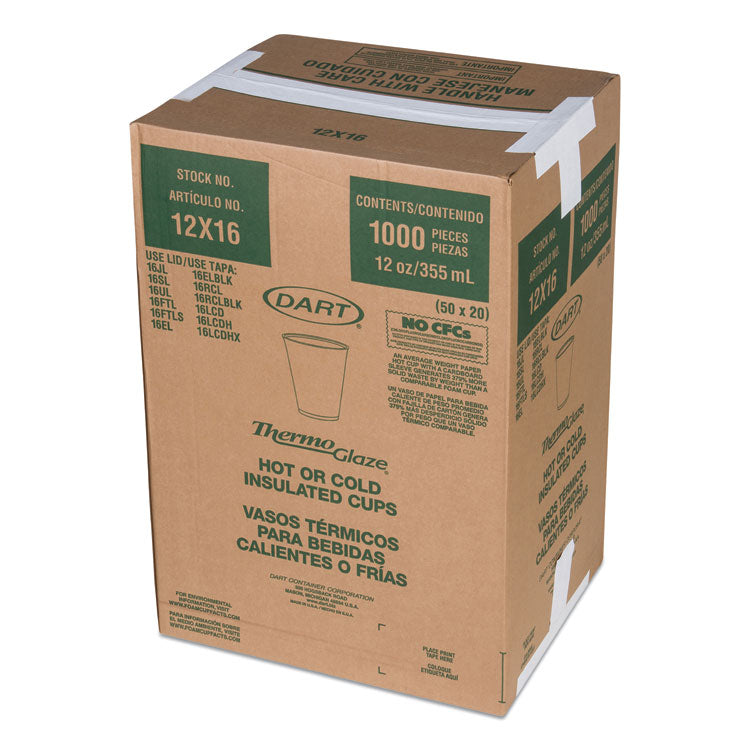 Dart® Cafe G Foam Hot/Cold Cups, 12 oz, Brown/Red/White, 1,000/Carton (DCC12X16G) Case of 1000