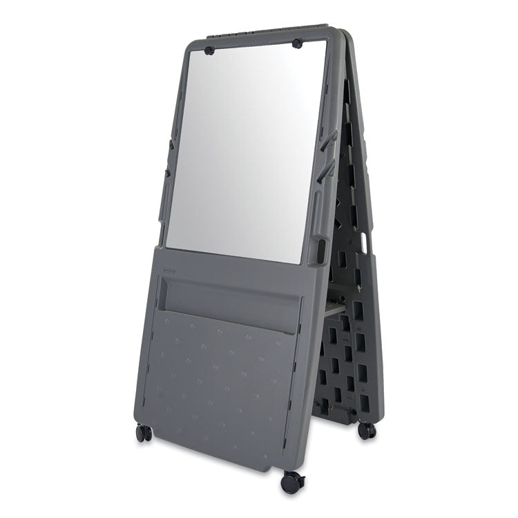 Iceberg Ingenuity Presentation Flipchart Easel with Dry Erase Surface, 33 x 28, 73" Tall Easel, Charcoal Polyethylene Frame (ICE30237) Each