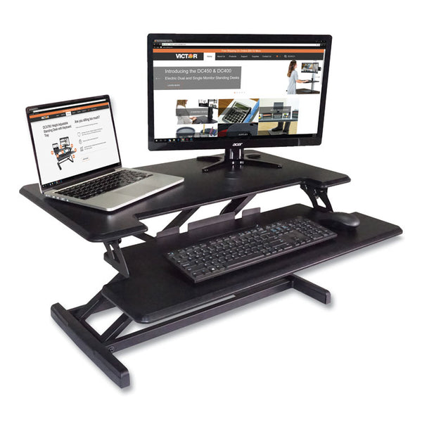 Victor® High Rise Height Adjustable Compact Standing Desk with Keyboard Tray, 32.5 x 25 x 19, Black, Ships in 1-3 Business Days (VCTDCX610)