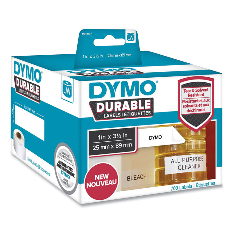 DYMO® LW Durable Multi-Purpose Labels, 1" x 3.5", White, 700 Labels/Roll (DYM1933081EA)