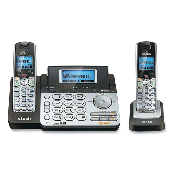 Vtech® DS6151-2 Two-Handset Two-Line Cordless Phone with Answering System, Black/Silver (VTE80088300)