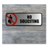 COSCO Brushed Metal Office Sign, No Soliciting, 9 x 3, Silver/Red (COS098208) Each