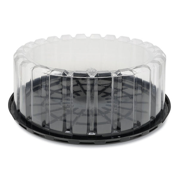 Pactiv Evergreen Plastic Cake Container, Shallow 9" Cake Container, 9" Diameter x 3.38"h, Clear/Black, 90/Carton (PCTYEH89902) Case of 90