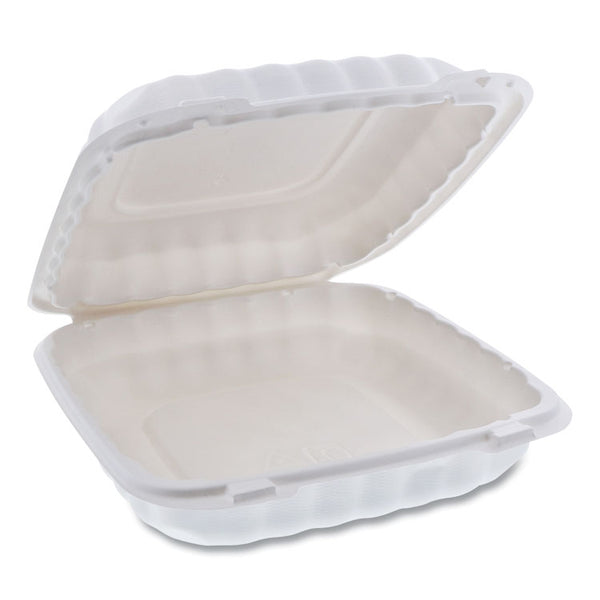 Pactiv Evergreen EarthChoice SmartLock Microwavable MFPP Hinged Lid Container, 9 x 9 x 3.1, White, Plastic, 120/Carton (PCTYCN80901) Case of 120