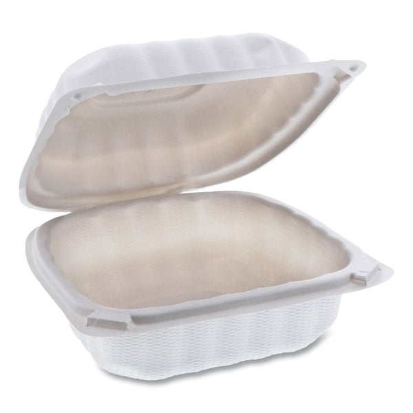 Pactiv Evergreen EarthChoice SmartLock Microwavable MFPP Hinged Lid Container, 6 x 6 x 3.1, White, Plastic, 400/Carton (PCTYCN80600) Case of 400