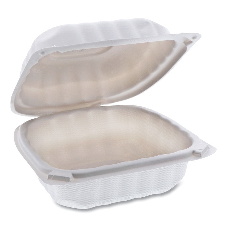 Pactiv Evergreen EarthChoice SmartLock Microwavable MFPP Hinged Lid Container, 6 x 6 x 3.1, White, Plastic, 400/Carton (PCTYCN80600) Case of 400
