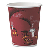 SOLO® Paper Hot Drink Cups in Bistro Design, 10 oz, Maroon, 1,000/Carton (SCC370SI)