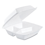 Dart® Foam Hinged Lid Containers, 3-Compartment, 8.38 x 7.78 x 3.25, 200/Carton (DCC85HT3R) Case of 200