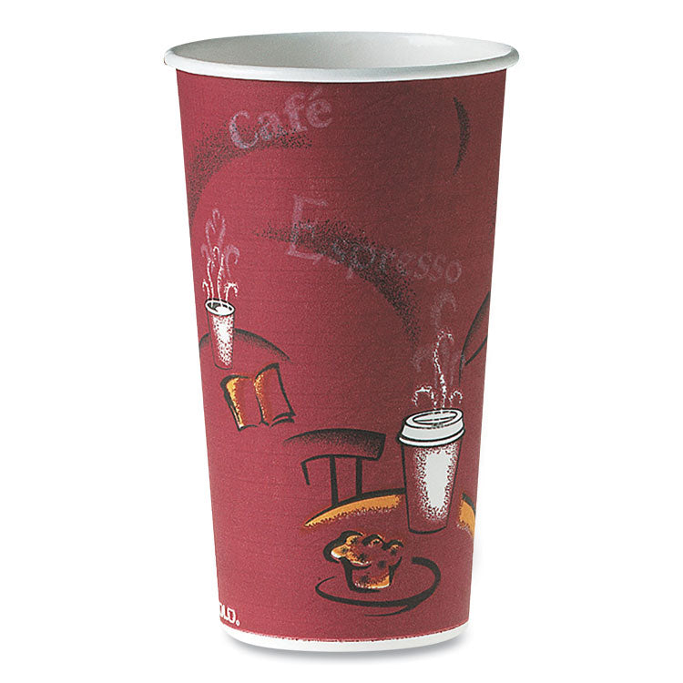 SOLO® Single-Sided Poly Paper Hot Cups, 20 oz, Bistro Design, 600/Carton (SCC420SI) Case of 600