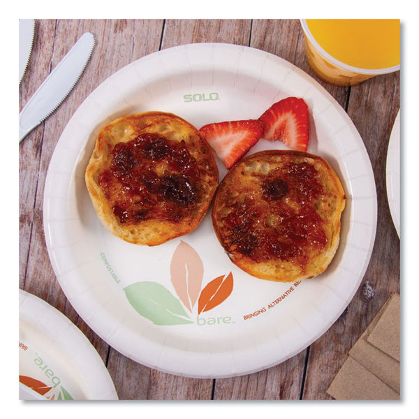 SOLO® Bare Eco-Forward Paper Dinnerware Perfect Pak, Plate, 8.5" dia, Green/Tan, 125/Pack, 2 Packs/Carton (SCCOFMP9RJ7234)