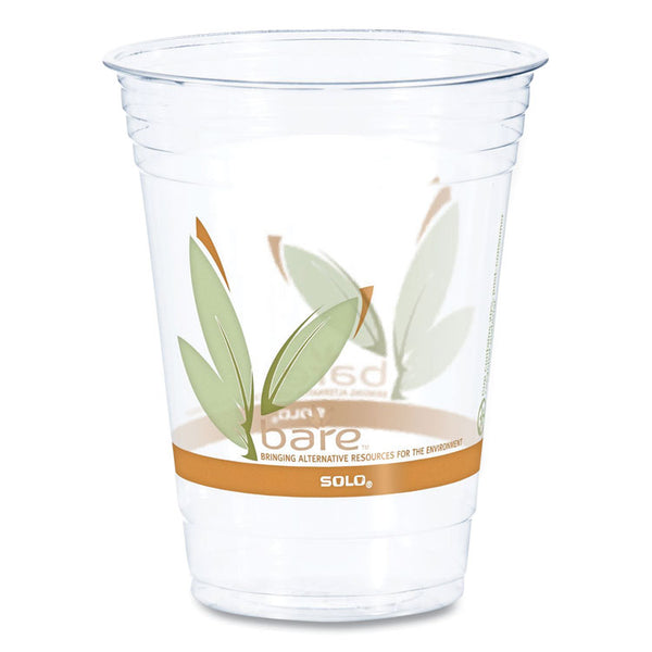 Dart® Bare Eco-Forward RPET Cold Cups, 16 oz to 18 oz, Leaf Design, Clear, 50/Pack, 20 Packs/Carton (DCCRTP16DBARECT)