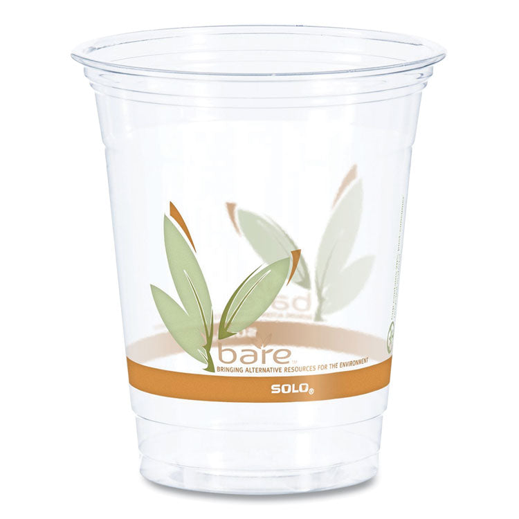 Dart® Bare Eco-Forward RPET Cold Cups, 12 oz to 14 oz, Leaf Design, Clear, Squat, 50/Pack, 20 Packs/Carton (DCCRTP12BARECT)