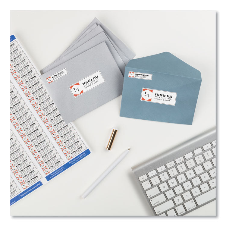 Avery® Easy Peel White Address Labels w/ Sure Feed Technology, Laser Printers, 0.5 x 1.75, White, 80/Sheet, 100 Sheets/Box (AVE5167) Box of 8000