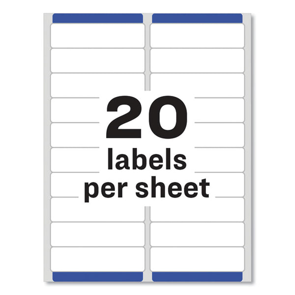 Avery® Easy Peel White Address Labels w/ Sure Feed Technology, Laser Printers, 1 x 4, White, 20/Sheet, 250 Sheets/Box (AVE5961)