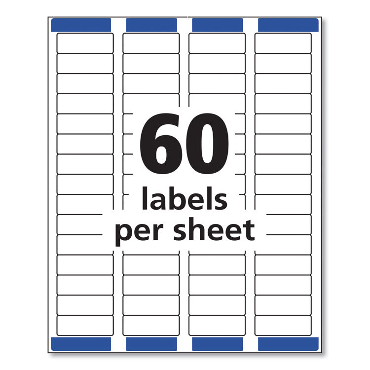 Avery® Easy Peel White Address Labels w/ Sure Feed Technology, Laser Printers, 0.66 x 1.75, White, 60/Sheet, 100 Sheets/Pack (AVE5155)