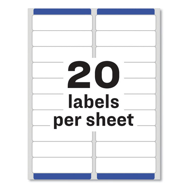 Avery® Easy Peel White Address Labels w/ Sure Feed Technology, Laser Printers, 1 x 4, White, 20/Sheet, 25 Sheets/Pack (AVE5261)