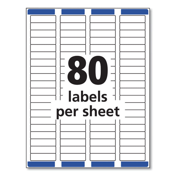 Avery® Easy Peel White Address Labels w/ Sure Feed Technology, Laser Printers, 0.5 x 1.75, White, 80/Sheet, 100 Sheets/Box (AVE5167)