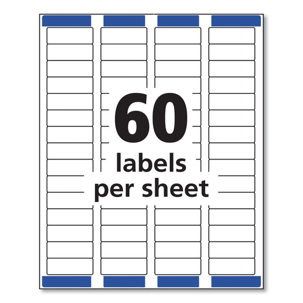 Avery® Easy Peel White Address Labels w/ Sure Feed Technology, Laser Printers, 0.66 x 1.75, White, 60/Sheet, 25 Sheets/Pack (AVE5195)