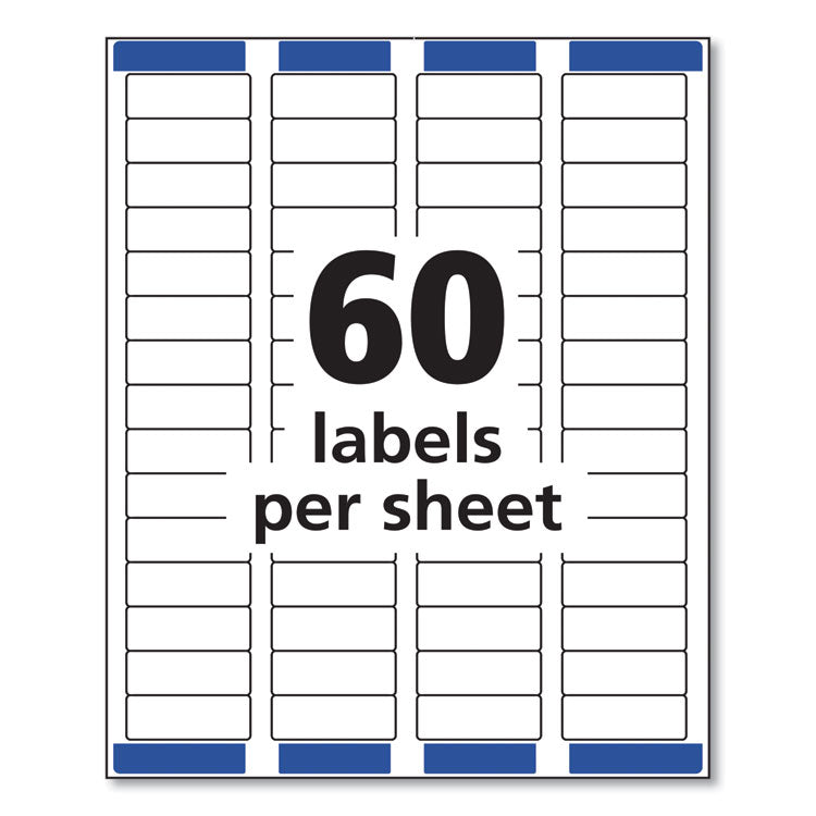 Avery® Easy Peel White Address Labels w/ Sure Feed Technology, Laser Printers, 0.66 x 1.75, White, 60/Sheet, 25 Sheets/Pack (AVE5195)