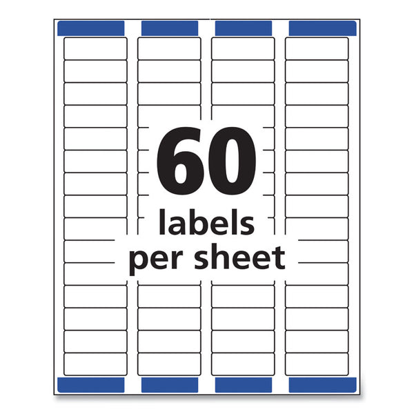 Avery® Easy Peel White Address Labels w/ Sure Feed Technology, Inkjet Printers, 0.66 x 1.75, White, 60/Sheet, 25 Sheets/Pack (AVE8195)