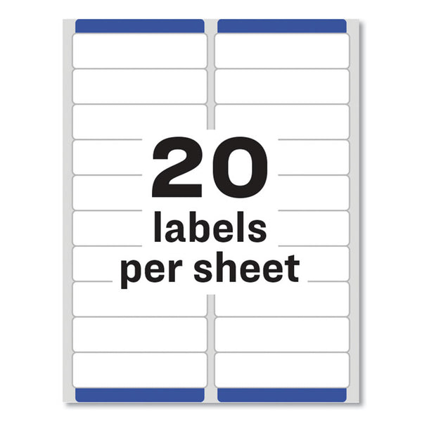 Avery® Easy Peel White Address Labels w/ Sure Feed Technology, Inkjet Printers, 1 x 4, White, 20/Sheet, 100 Sheets/Box (AVE8461)