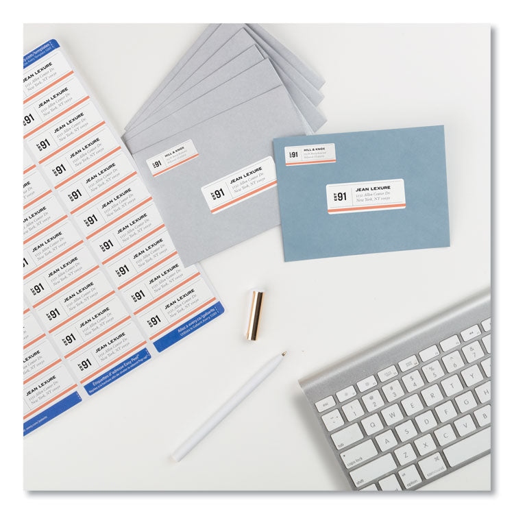 Avery® Easy Peel White Address Labels w/ Sure Feed Technology, Laser Printers, 1 x 2.63, White, 30/Sheet, 25 Sheets/Pack (AVE5260) Pack of 750