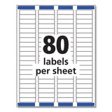 Avery® Easy Peel White Address Labels w/ Sure Feed Technology, Inkjet Printers, 0.5 x 1.75, White, 80/Sheet, 25 Sheets/Pack (AVE8167)