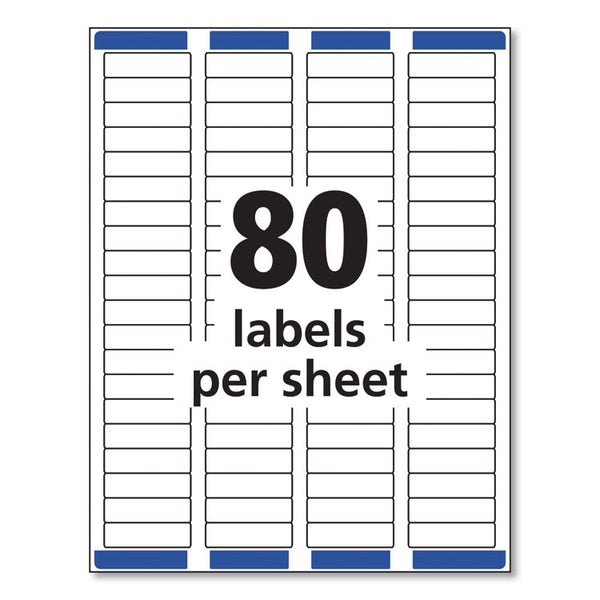 Avery® Easy Peel White Address Labels w/ Sure Feed Technology, Laser Printers, 0.5 x 1.75, White, 80/Sheet, 25 Sheets/Pack (AVE5267)