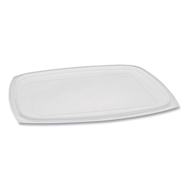 Pactiv Evergreen Showcase Deli Container Lid, Flat Lid For 3-Compartment 48/64 oz Containers, 9 x 7.38 x 0.19, Clear, Plastic, 220/Carton (PCTYCI85300) Case of 220
