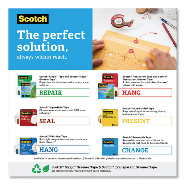 Scotch Super-Hold Tape Refill, 1" Core, 0.75" x 27.77 yds, Crystal Clear, 10 Rolls/Pack (MMM700K10)