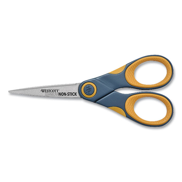 Westcott® Titanium Bonded Scissors, 5" Long, Gray/Orange Straight Handle (WTC14881) Each