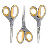 Westcott® Titanium Bonded Scissors, 8" Long, 3.5" Cut Length, Gray/Yellow Straight Handle, 3/Box (WTC17532) Each