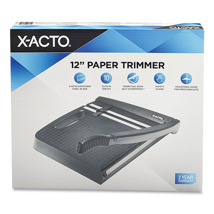 X-ACTO® 10-Sheet Guillotine Trimmer, 10 Sheets, 12" Cut Length, Plastic Base, 13 x 13 (EPI26232) Each