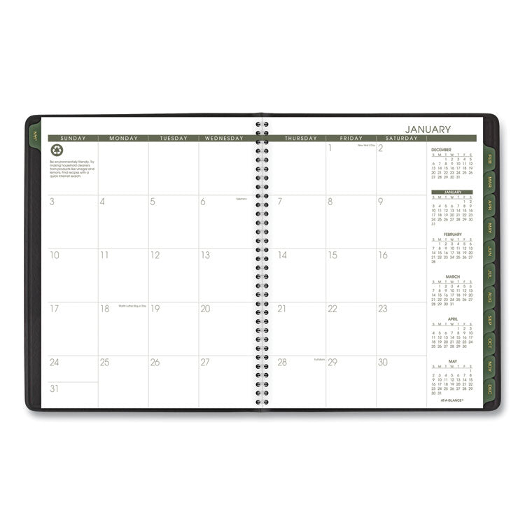 AT-A-GLANCE® Recycled Weekly Vertical-Column Format Appointment Book, 11 x 8.25, Black Cover, 12-Month (Jan to Dec): 2024 (AAG70950G05)
