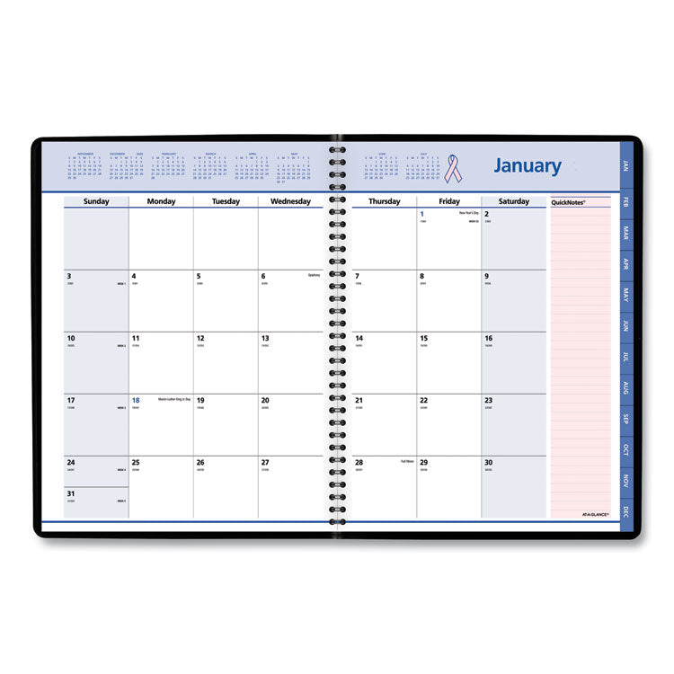 AT-A-GLANCE® QuickNotes Special Edition Monthly Planner, 11 x 8.25, Black/Pink Cover, 12-Month (Jan to Dec): 2024 (AAG76PN0605)