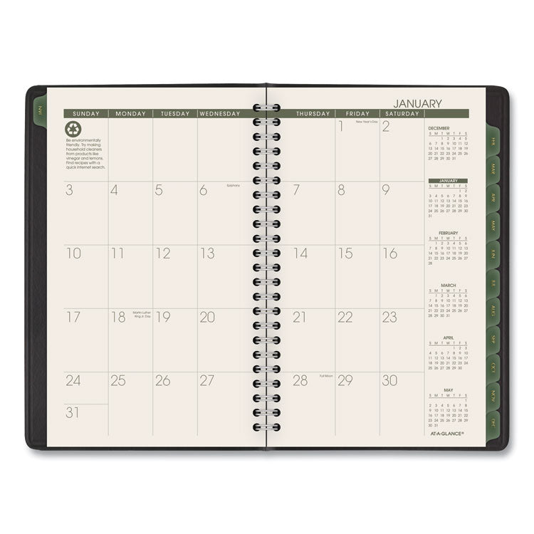 AT-A-GLANCE® Recycled Weekly Block Format Appointment Book, 8.5 x 5.5, Black Cover, 12-Month (Jan to Dec): 2024 (AAG70100G05)