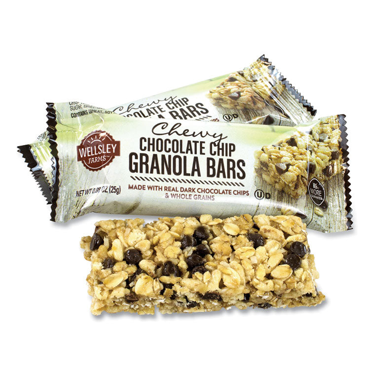 Wellsley Farms™ Chewy Chocolate Chip Granola Bars, 0.88 oz Bar, 60 Bars/Box, Ships in 1-3 Business Days (GRR22000538) Case of 60