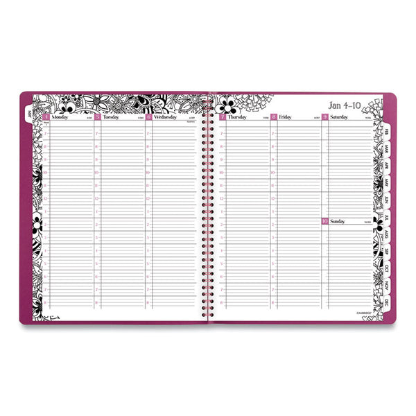 Cambridge® Floradoodle Weekly/Monthly Professional Planner, Floral Artwork, 11 x 8.5, Black/White Cover, 12-Month (Jan-Dec): 2025 (AAG589905) Each