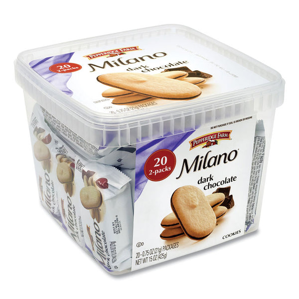 Pepperidge Farm® Milano Dark Chocolate Cookies, 0.75 oz Pack, 20 Packs/Box, Ships in 1-3 Business Days (GRR22000088) Case of 20