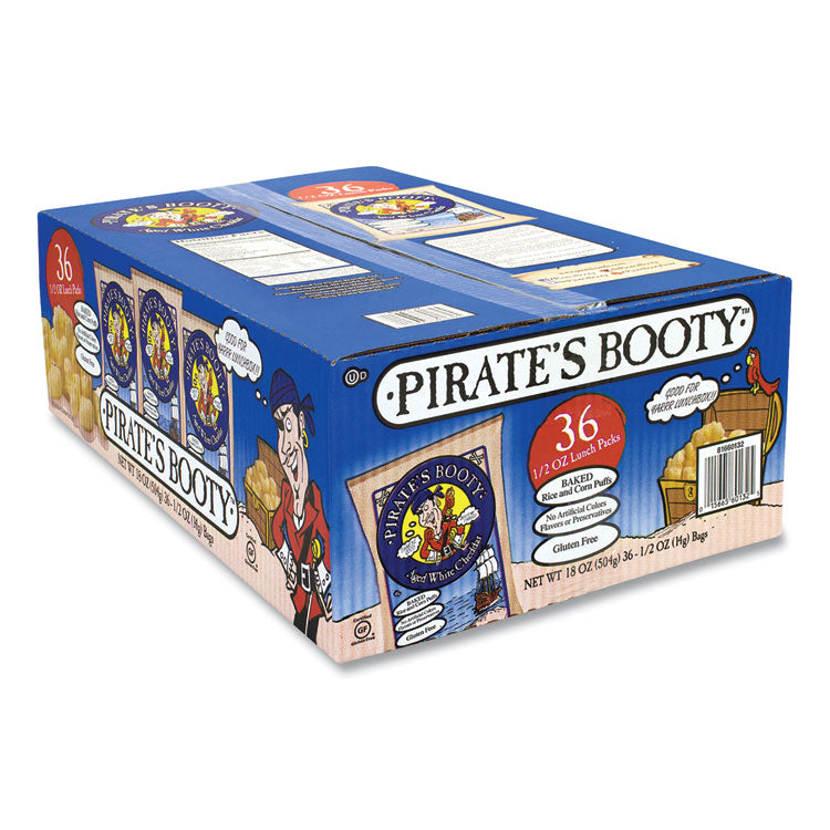 Pirate's Booty® Puffs, Aged White Cheddar, 0.5 oz Bag, 36/Box, Ships in 1-3 Business Days (GRR22000092) Case of 36