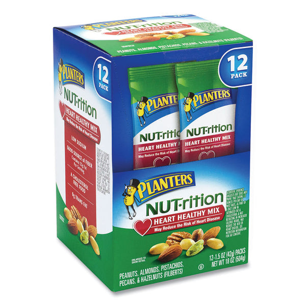 Planters® NUT-rition Heart Healthy Mix, 1.5 oz Tube, 12 Tubes/Box, Ships in 1-3 Business Days (GRR22000496)