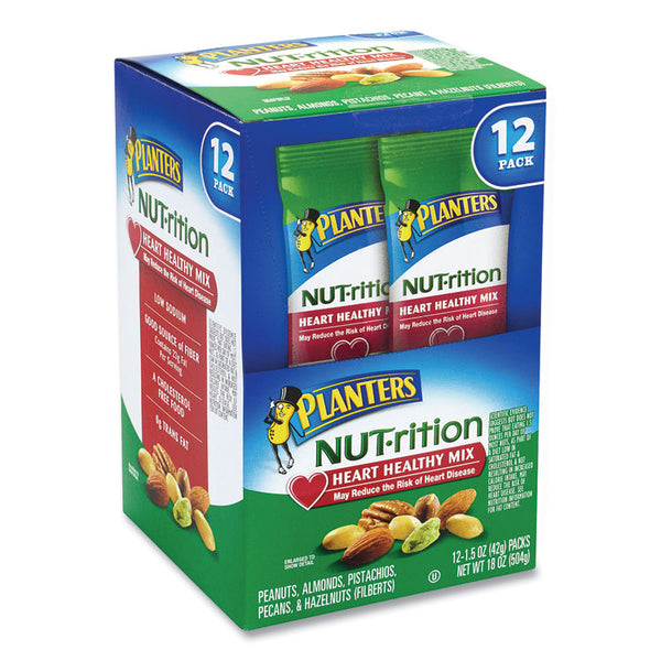 Planters® NUT-rition Heart Healthy Mix, 1.5 oz Tube, 12 Tubes/Box, Ships in 1-3 Business Days (GRR22000496) Case of 12