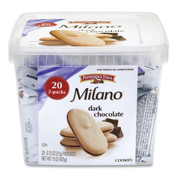 Pepperidge Farm® Milano Dark Chocolate Cookies, 0.75 oz Pack, 20 Packs/Box, Ships in 1-3 Business Days (GRR22000088)