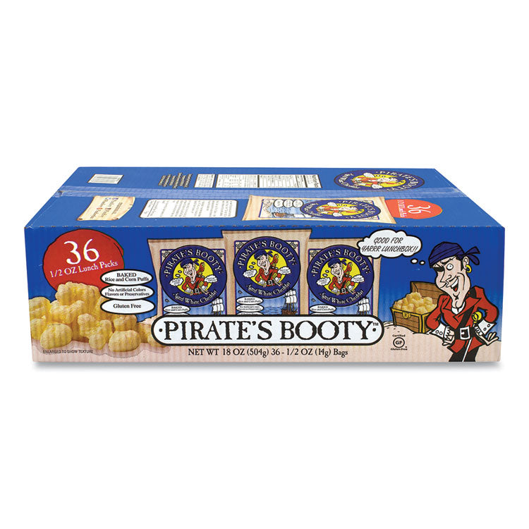 Pirate's Booty® Puffs, Aged White Cheddar, 0.5 oz Bag, 36/Box, Ships in 1-3 Business Days (GRR22000092) Case of 36