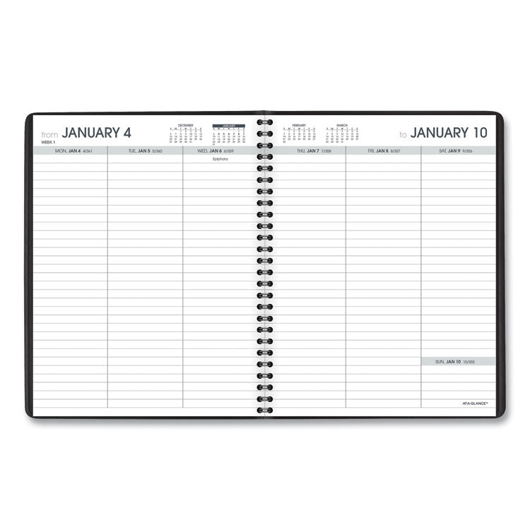 AT-A-GLANCE® Weekly Planner Ruled for Open Scheduling, 8.75 x 6.75, Black Cover, 12-Month (Jan to Dec): 2024 (AAG7085505)