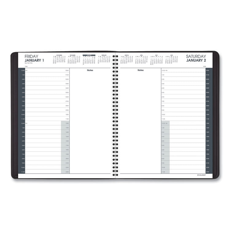 AT-A-GLANCE® 24-Hour Daily Appointment Book, 11 x 8.5, Black Cover, 12-Month (Jan to Dec): 2024 (AAG7021405)