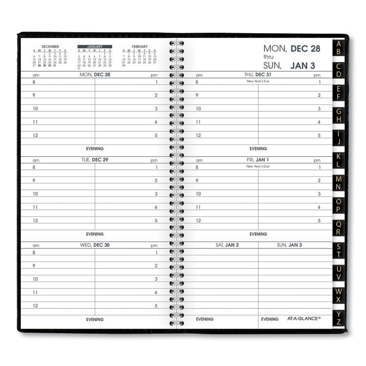 AT-A-GLANCE® Compact Weekly Appointment Book, 6.25 x 3.25, Black Cover, 12-Month (Jan to Dec): 2025 (AAG7000805)